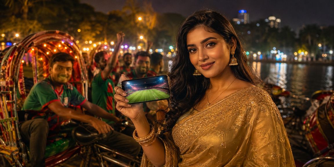 ঢাকায় মোবাইলে স্পোর্টস বেটিং উপভোগ করছেন একজন ব্যবহারকারী