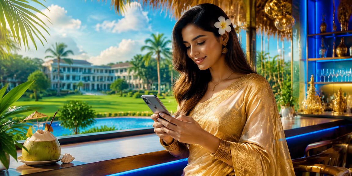 ময়মনসিংহে শাড়ি পরা নারী মোবাইলে ক্যাসিনো উপভোগ করছেন